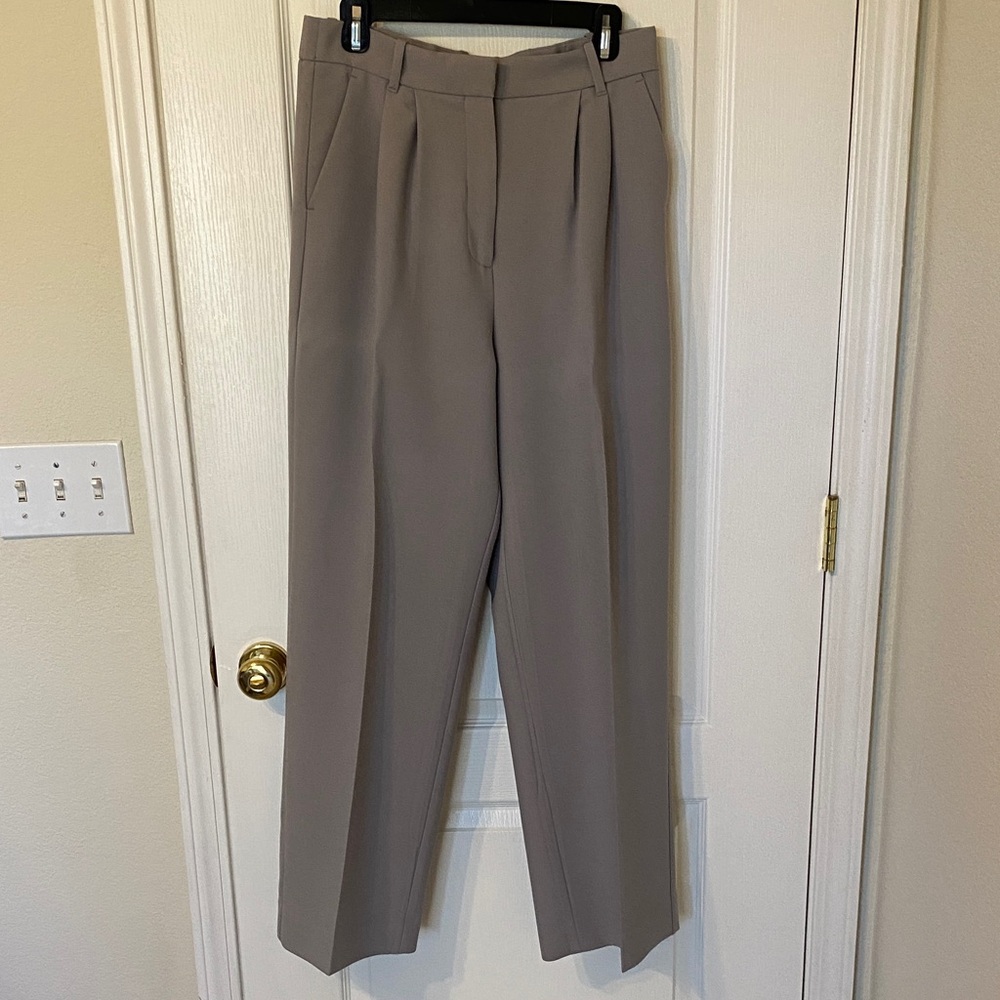 Abercrombie & Fitch Sloan tailored wide leg trousers size 10 long grey